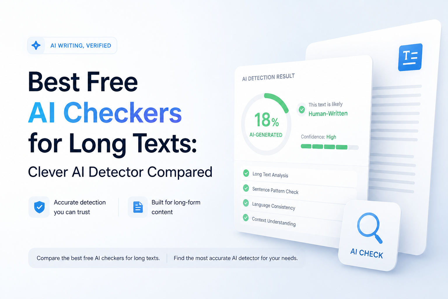 Best Free AI Checkers for Long Texts: Clever AI Detector Compared